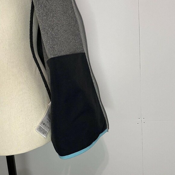 COLUMBIA Women’s Medium Gray Full  Zip PFG Fleece Vest Aqua Trim Pockets EUC - Picture 8 of 8